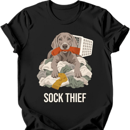 Weimaraner Sock Thief T Shirt Gift For Dog Lover