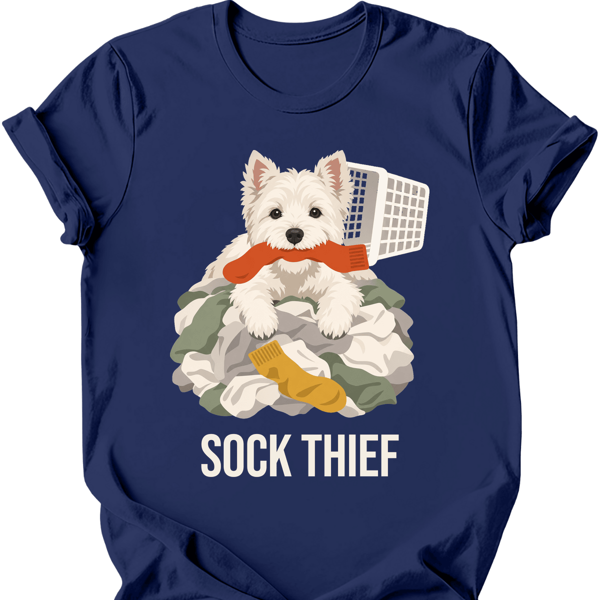 West Highland White Terrier Sock Thief T Shirt Gift For Dog Lover