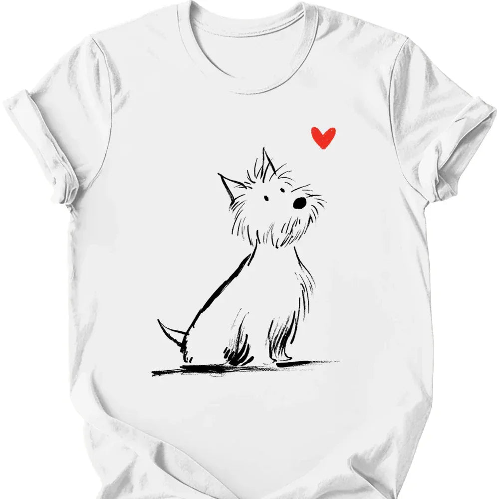 West Highland White Terrier Sketch Dog T Shirt Gift For Dog Lover