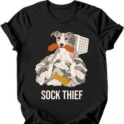 Whippet Sock Thief T Shirt Gift For Dog Lover