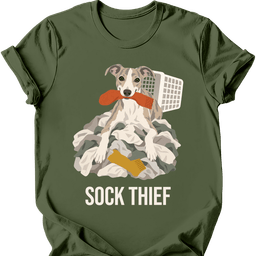 Whippet Sock Thief T Shirt Gift For Dog Lover