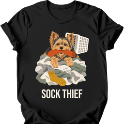 Yorkshire Terrier Sock Thief T Shirt Gift For Dog Lover