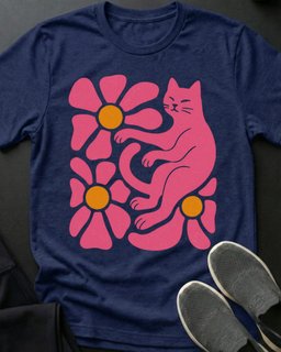 Boho Flowers Tee Gift For Cat Lover