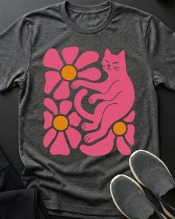 Boho Flowers Tee Gift For Cat Lover