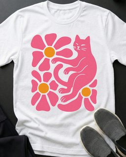 Boho Flowers Tee Gift For Cat Lover