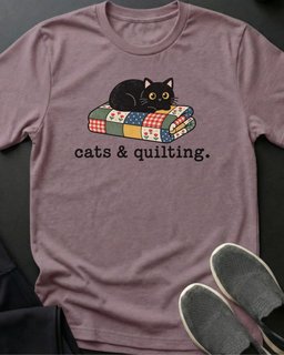 Cats And Quilting Tee Gift For Cat Lover