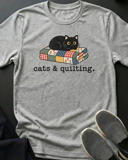 Cats And Quilting Tee Gift For Cat Lover