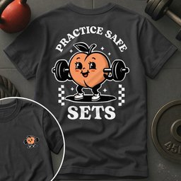 Practice Safe Sets Peach T Shirt Gift For Fitness Lover
