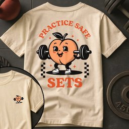Practice Safe Sets Peach T Shirt Gift For Fitness Lover