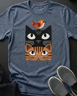 Bird On Head Tee Gift For Cat Lover