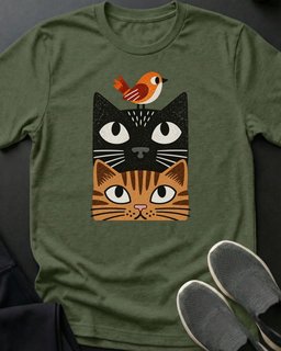 Bird On Head Tee Gift For Cat Lover