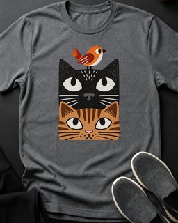 Bird On Head Tee Gift For Cat Lover