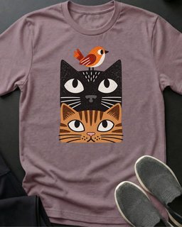 Bird On Head Tee Gift For Cat Lover
