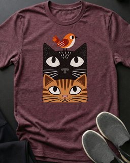 Bird On Head Tee Gift For Cat Lover