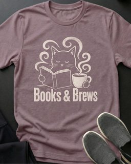 Books And Brews Tee Gift For Cat Lover