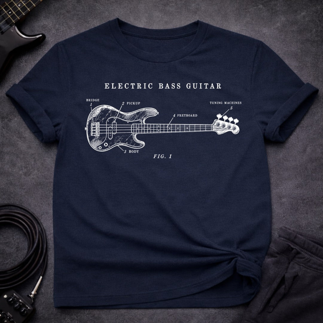 Bass Blueprint T Shirt Gift For Bass Player