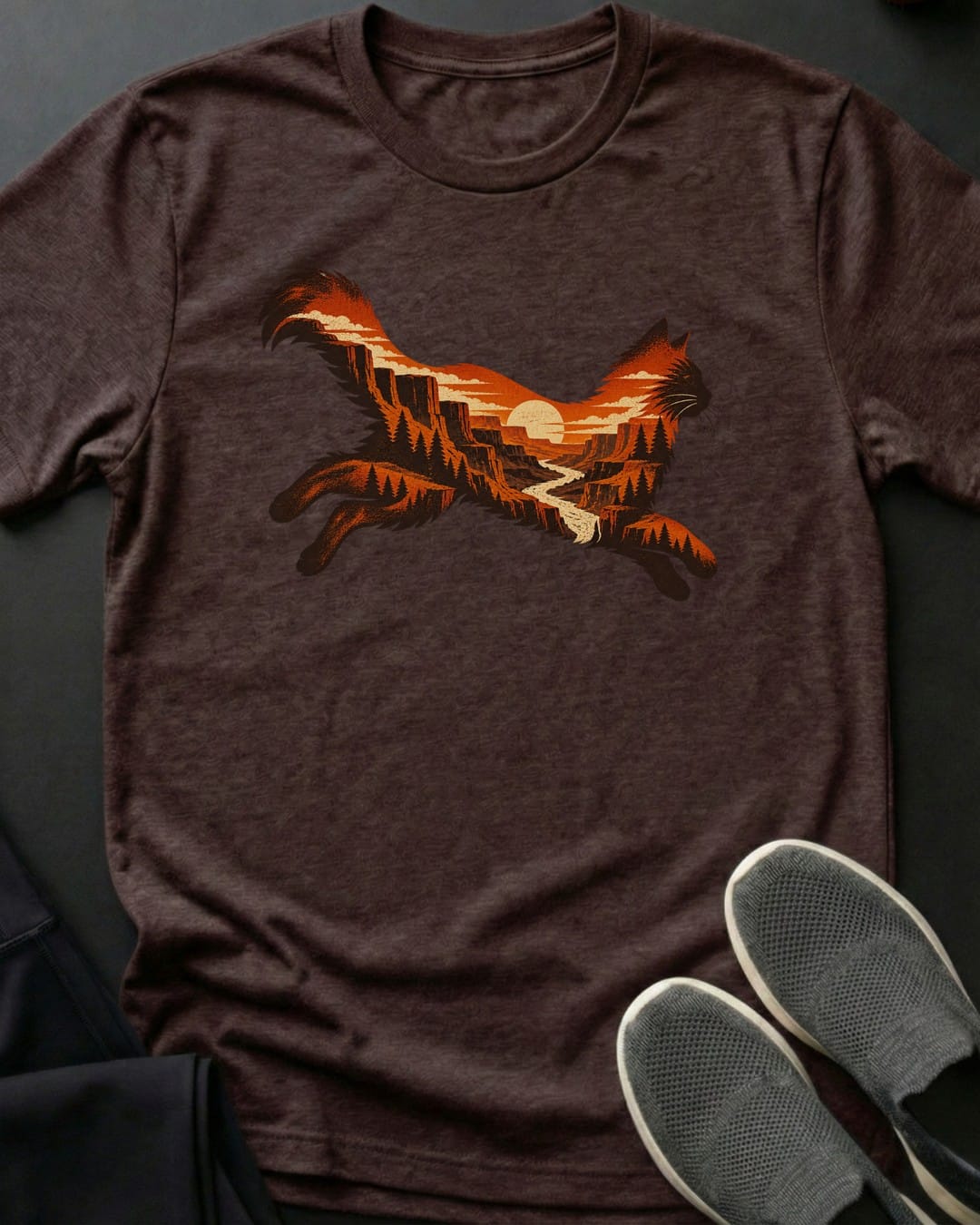 Canyon Leap Tee Gift For Cat Lover