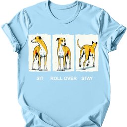 Whippet Sit Roll Over Stay T Shirt Gift For Dog Lover