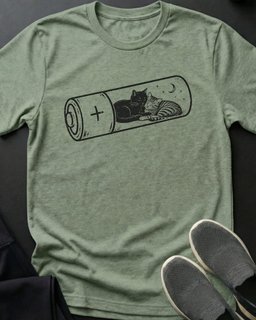 Battery Recharge Tee Gift For Cat Lover