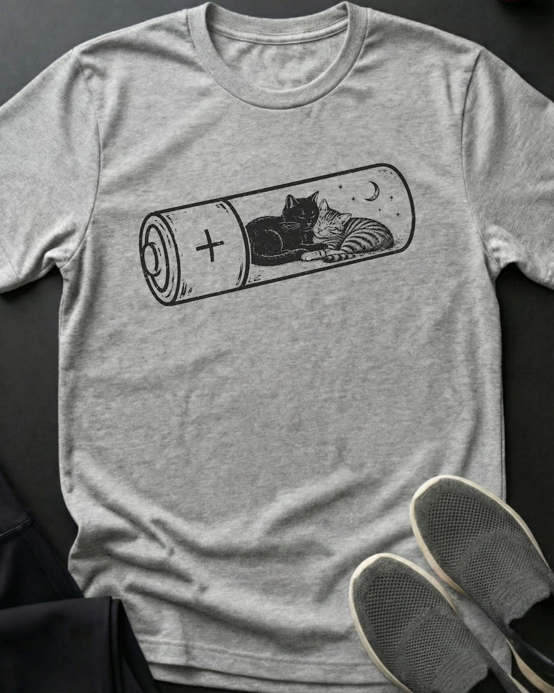 Battery Recharge Tee Gift For Cat Lover