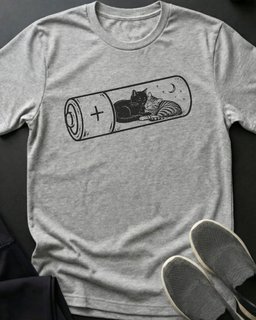 Battery Recharge Tee Gift For Cat Lover