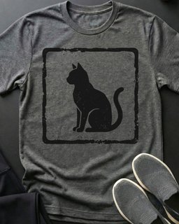 Cat Square Silhouette Tee Gift For Cat Lover