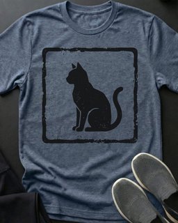 Cat Square Silhouette Tee Gift For Cat Lover