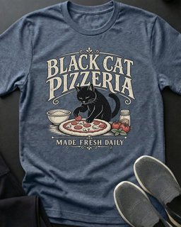 Black Cat Pizzeria Tee Gift For Cat Lover