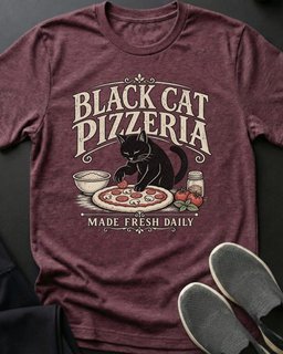 Black Cat Pizzeria Tee Gift For Cat Lover