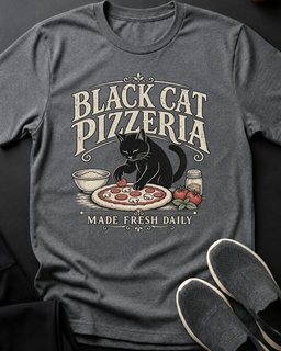 Black Cat Pizzeria Tee Gift For Cat Lover