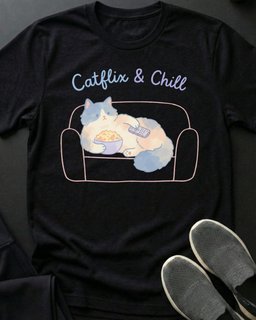 Catflix Tee Gift For Cat Lover