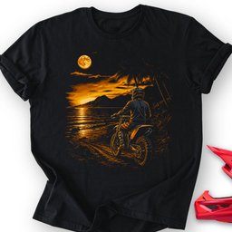 Sunset On Bike T Shirt Gift For Offroad Enthusiast