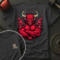 Cyberpunk Oni Bull T Shirt Gift For Fitness Lover
