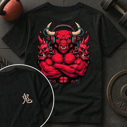 Cyberpunk Oni Bull T Shirt Gift For Fitness Lover