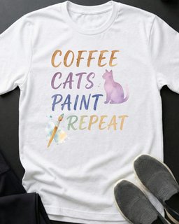 Coffee Cats Paint Tee Gift For Cat Lover