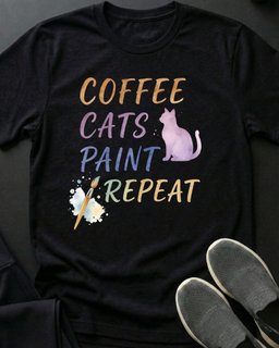 Coffee Cats Paint Tee Gift For Cat Lover