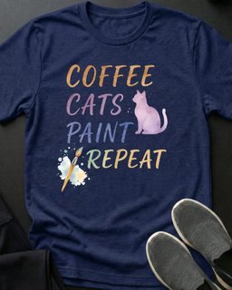 Coffee Cats Paint Tee Gift For Cat Lover