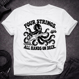 Four Strings Octopus T Shirt Gift For Bass Player