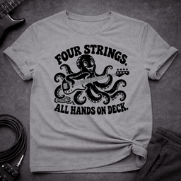 Four Strings Octopus T Shirt Gift For Bass Player