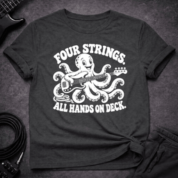 Four Strings Octopus T Shirt Gift For Bass Player