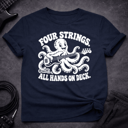 Four Strings Octopus T Shirt Gift For Bass Player