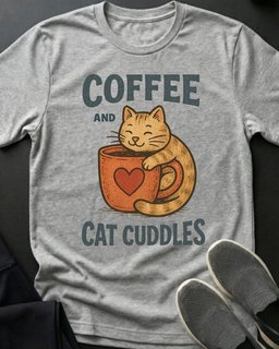 Coffee And Cuddles Tee Gift For Cat Lover