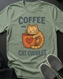 Coffee And Cuddles Tee Gift For Cat Lover