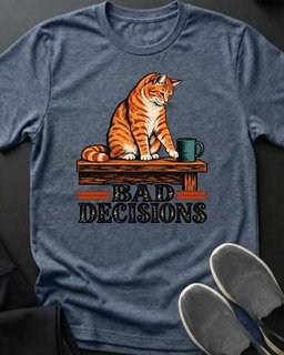 Bad Decisions Tee Gift For Cat Lover
