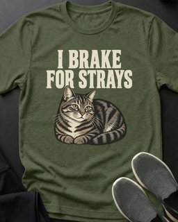 Brake For Strays Tee Gift For Cat Lover