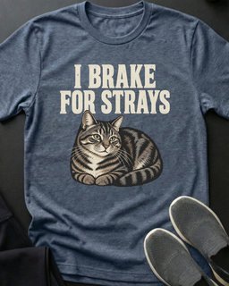 Brake For Strays Tee Gift For Cat Lover