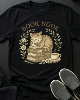 Book Nook Tee Gift For Cat Lover