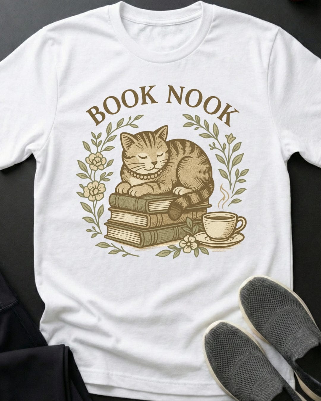 Book Nook Tee Gift For Cat Lover
