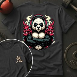 Cyberpunk Oni Panda T Shirt Gift For Fitness Lover