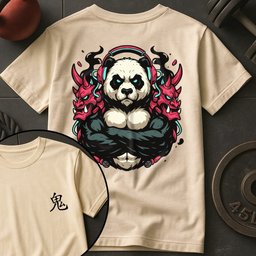 Cyberpunk Oni Panda T Shirt Gift For Fitness Lover